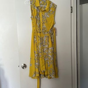 Yellow flower print dress NWT